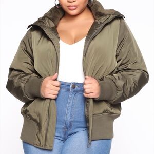 Fashion Nova Khaki Bomber Jacket for Women